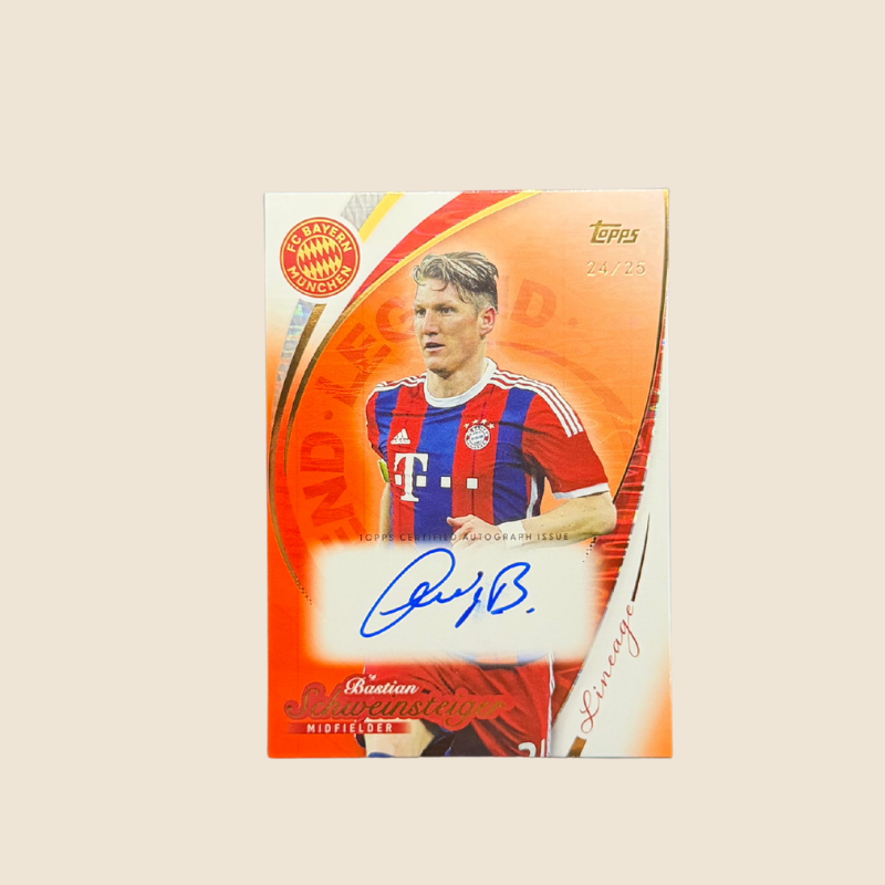 Bastian Schweinsteiger Lineage Orange On-Card Auto /25
