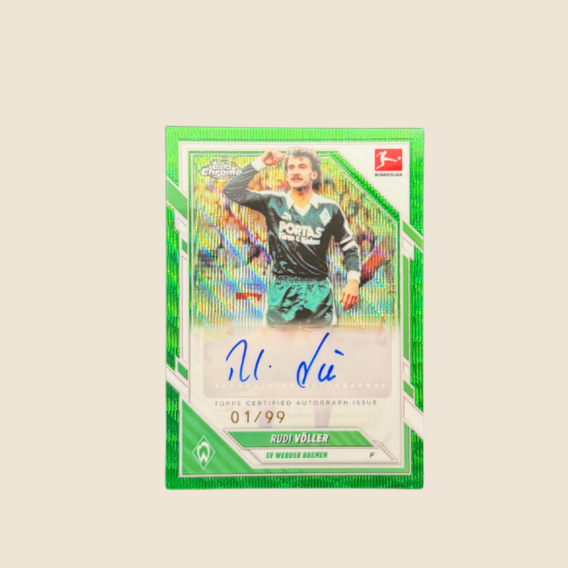 Rudi Völler Green Shimmer Auto /99 – Topps Chrome Bundesliga